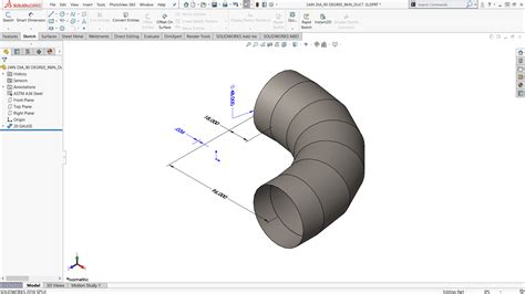 solidworks 90 degree duct